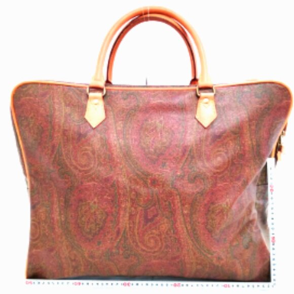 Vintage Etro Lrg Weekender Paisley Briefcase Laptop Shoulder Bag Crossbody Chain - Picture 3 of 16